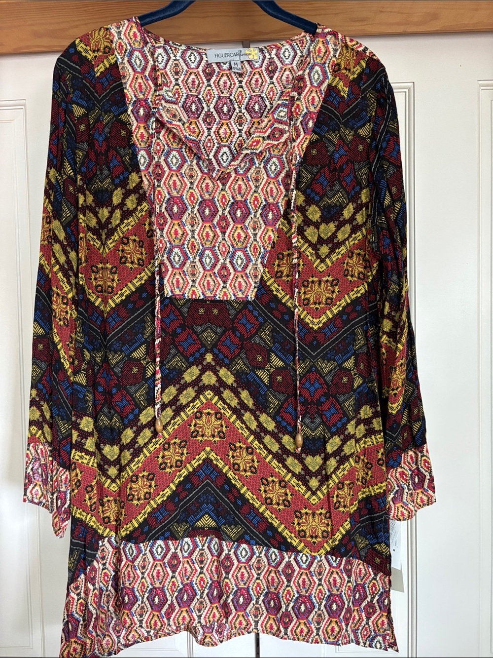 Figueroa & Flower NWT BoHo multicolored Geometric Tunic Size Medium